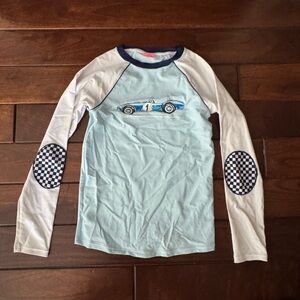Kids Light Blue and White Rashguard with Checkered Patches